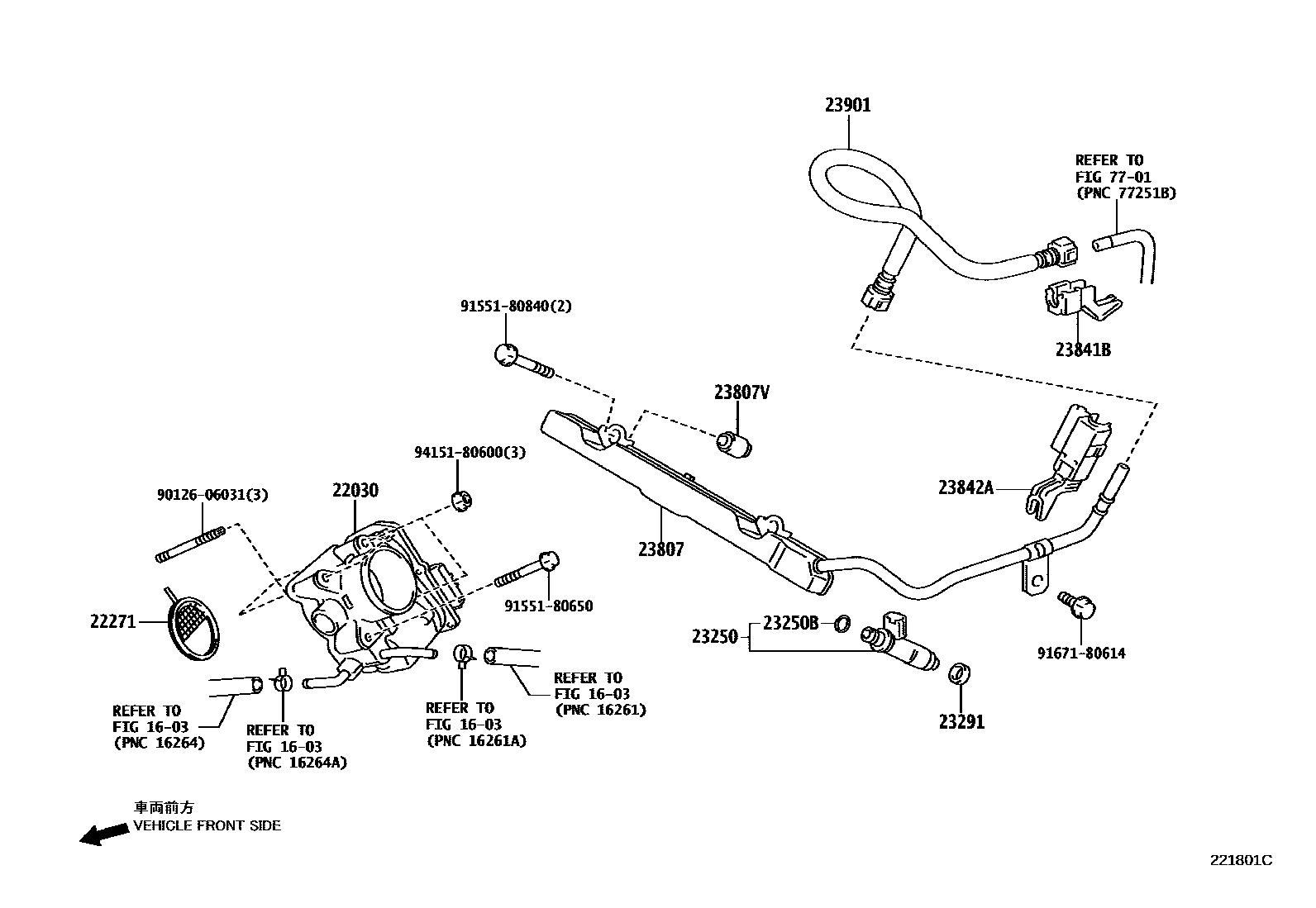 Toyota YARIS 燃油喷射系统 EPC diagram — 221801C