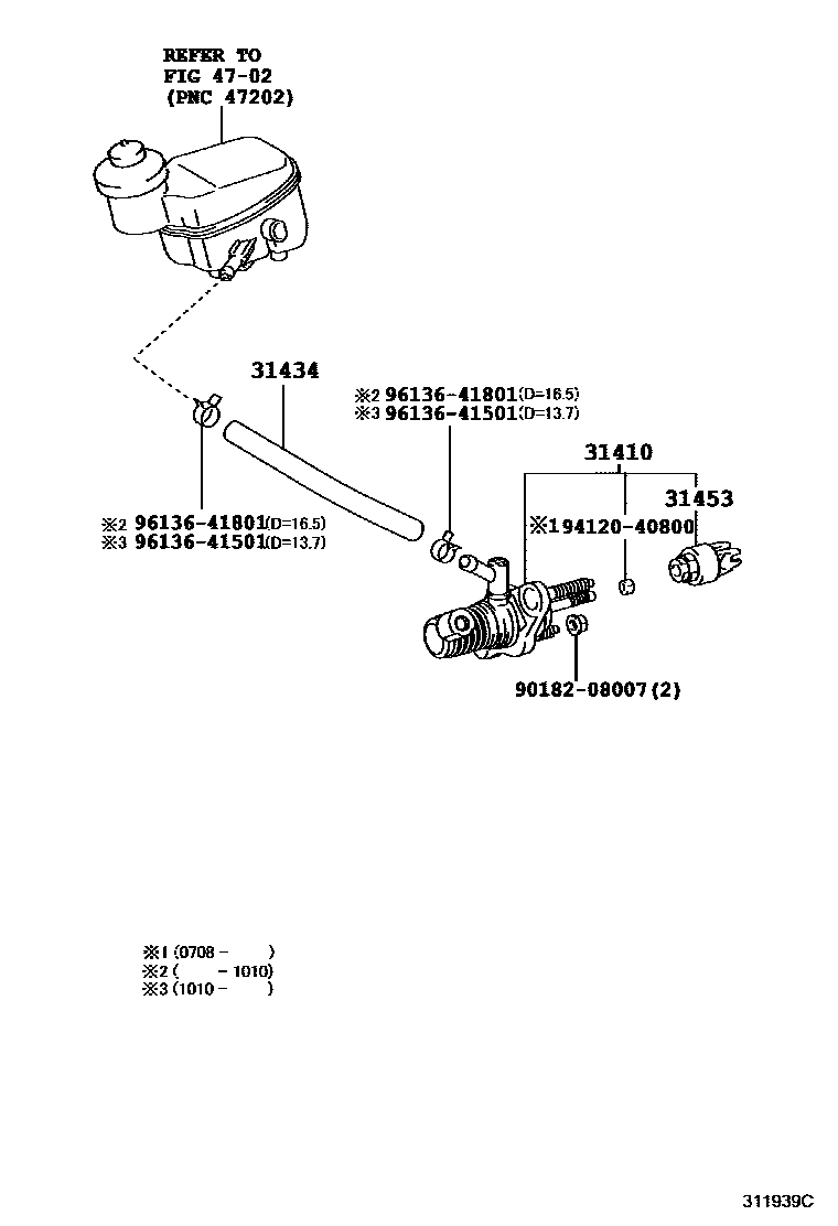 Toyota YARIS 离合器总泵 EPC diagram — 311939C