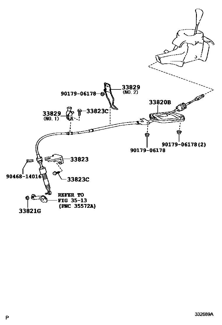 Toyota YARIS Shift Lever & Retainer EPC diagram — 332689A