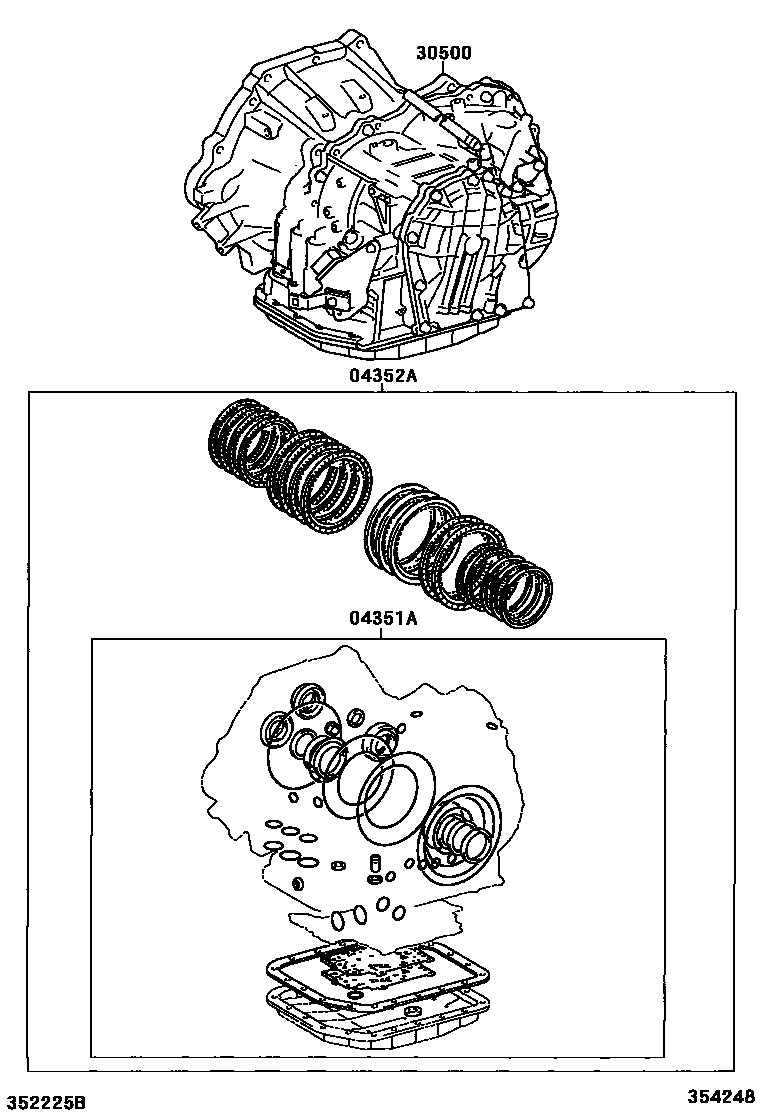 Toyota YARIS 传动桥或变速器总成和衬垫组件(ATM) EPC diagram — 354248