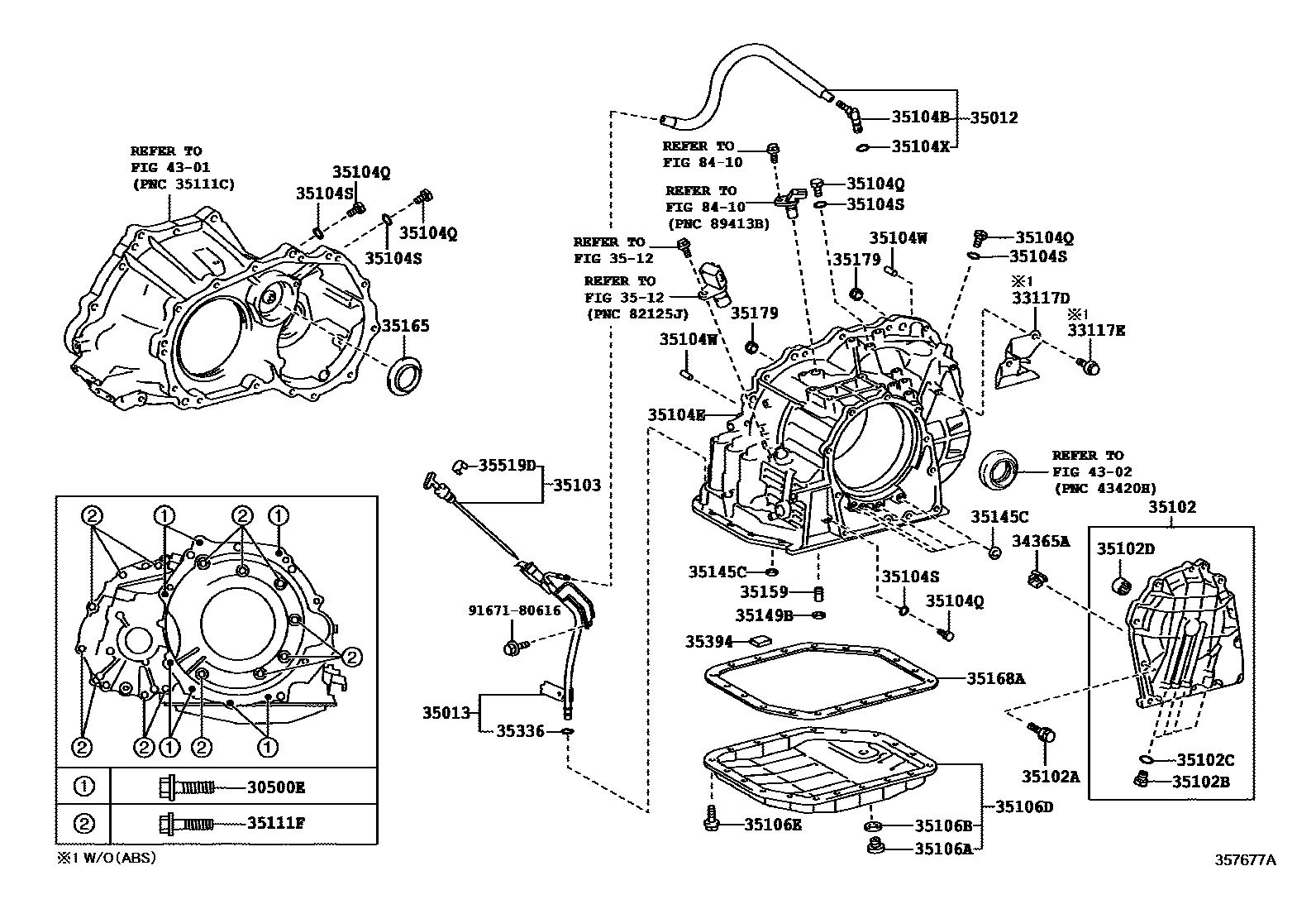 Toyota YARIS 变速器壳和油底壳(ATM) EPC diagram — 357677A