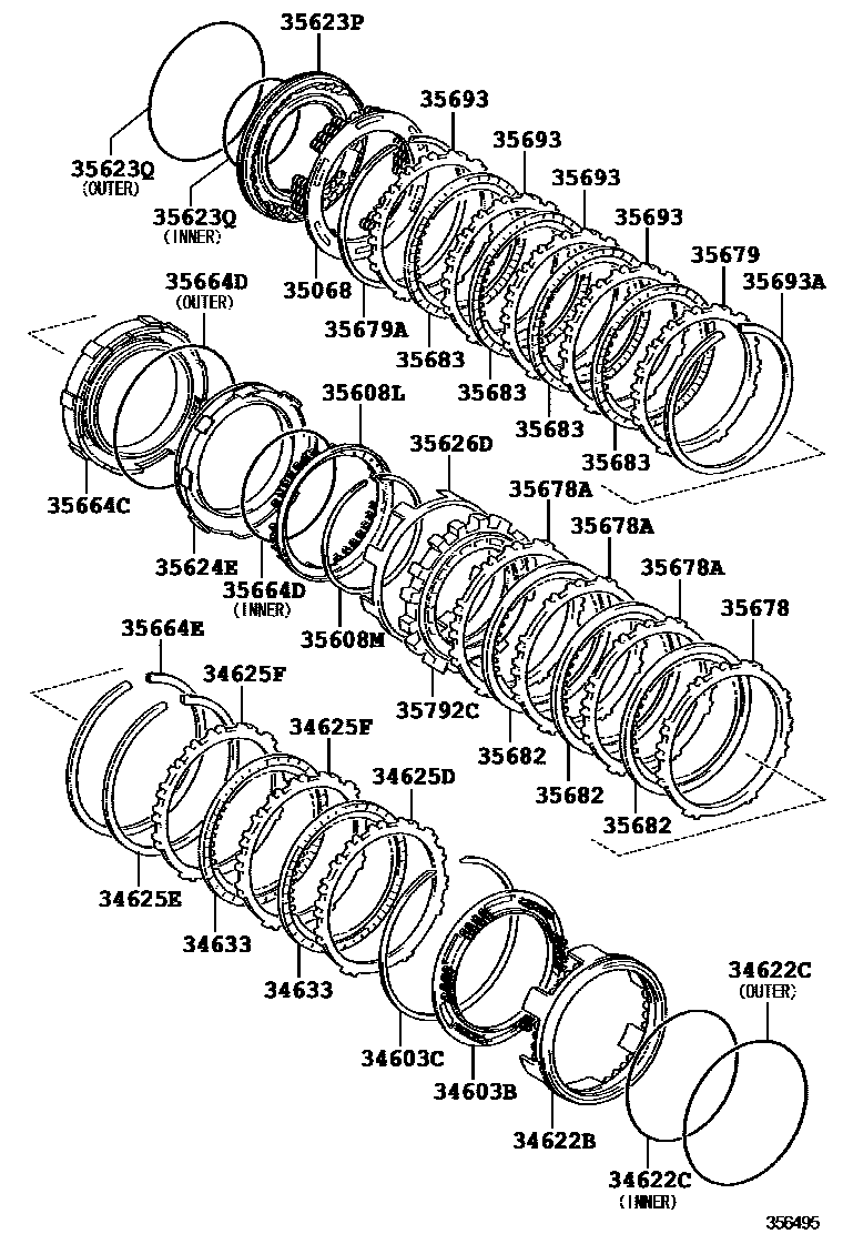 Toyota YARIS 3号制动器、一档和倒档制动器(ATM) EPC diagram — 356495