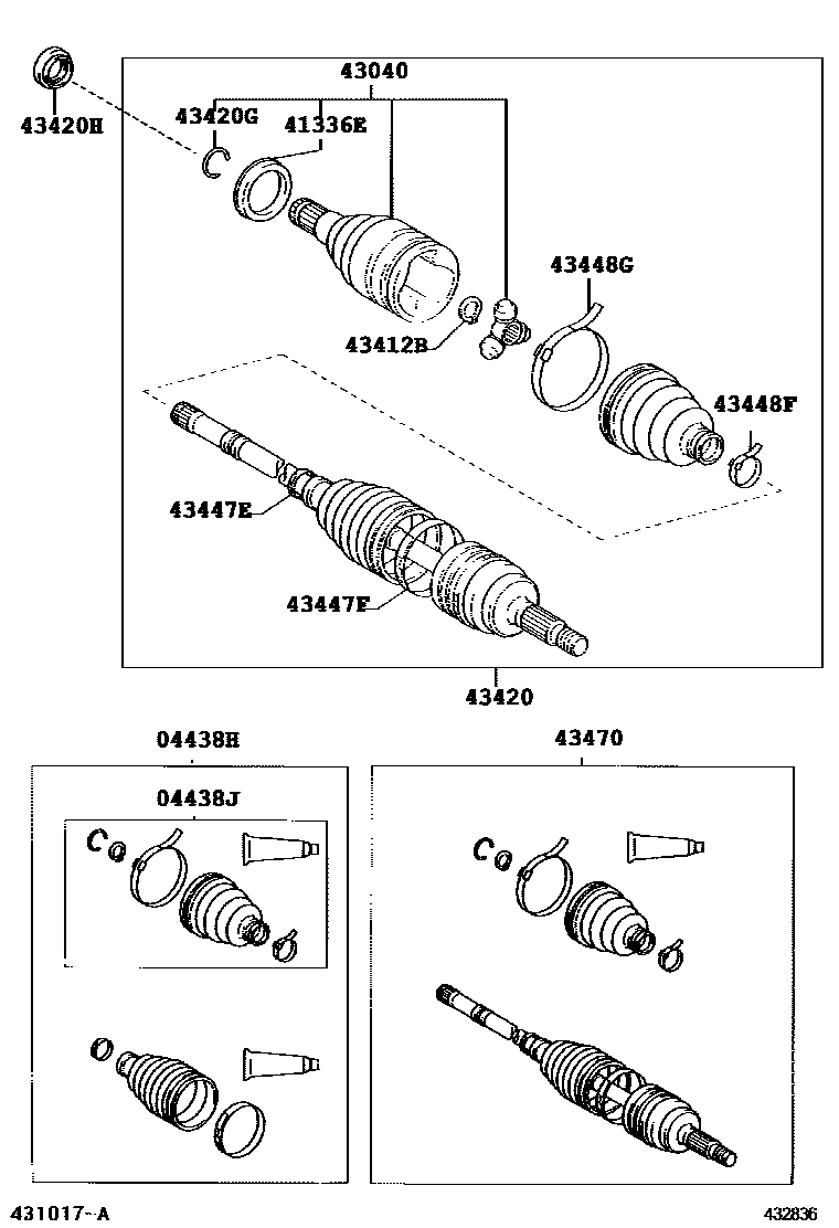 Toyota YARIS Front Drive Shaft EPC diagram — 432836
