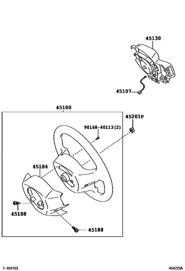 Toyota YARIS Steering Wheel EPC diagram — 454223A