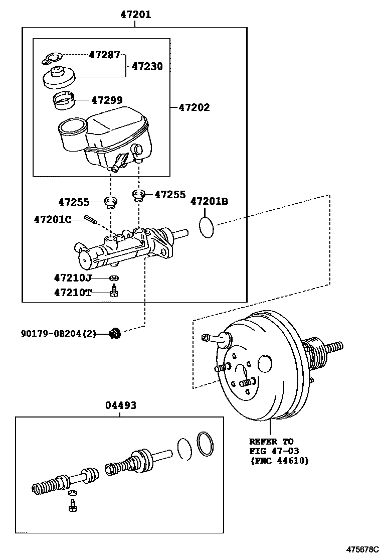 Toyota YARIS 制动总泵 EPC diagram — 475678C
