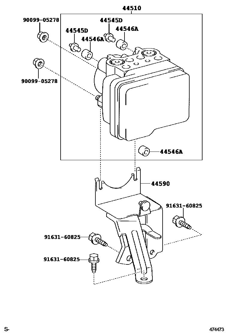 Toyota YARIS 制动配管和卡箍 EPC diagram — 474473