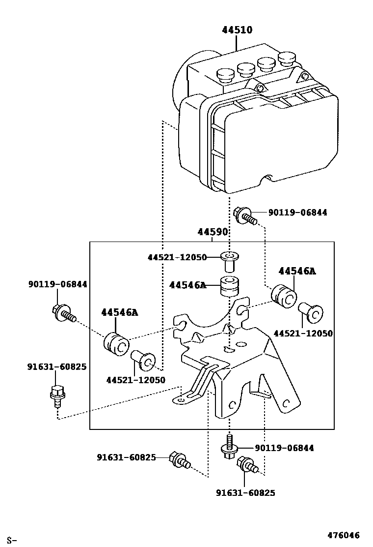Toyota YARIS 制动配管和卡箍 EPC diagram — 476046
