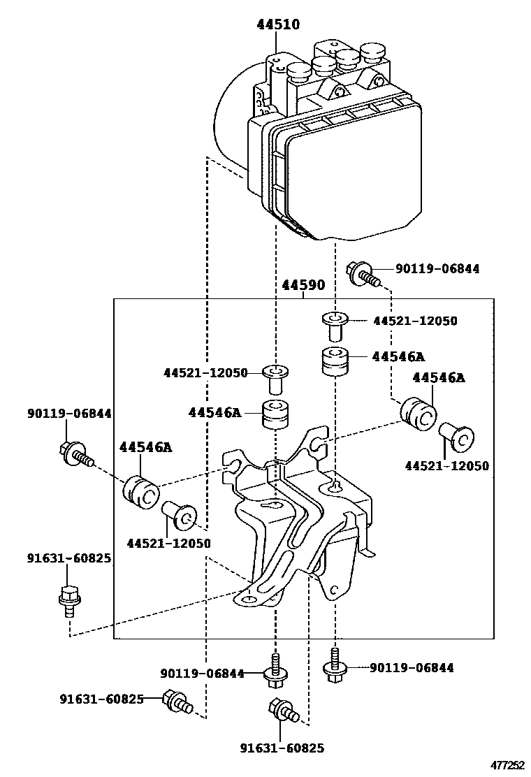 Toyota YARIS 制动配管和卡箍 EPC diagram — 477252