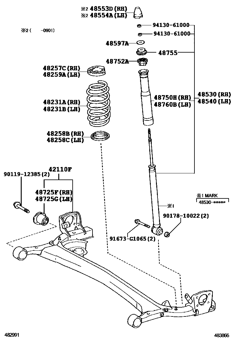 Toyota YARIS Rear Spring & Shock Absorber EPC diagram — 483866