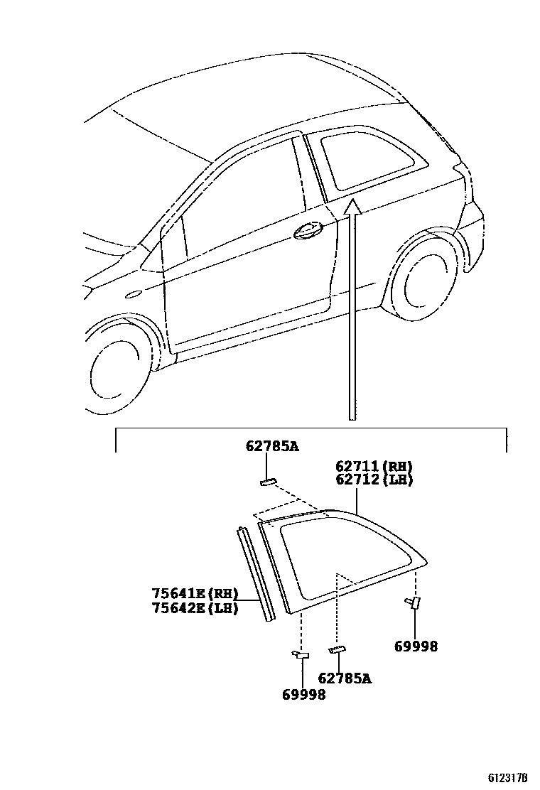 Toyota YARIS 角窗 EPC diagram — 612317B