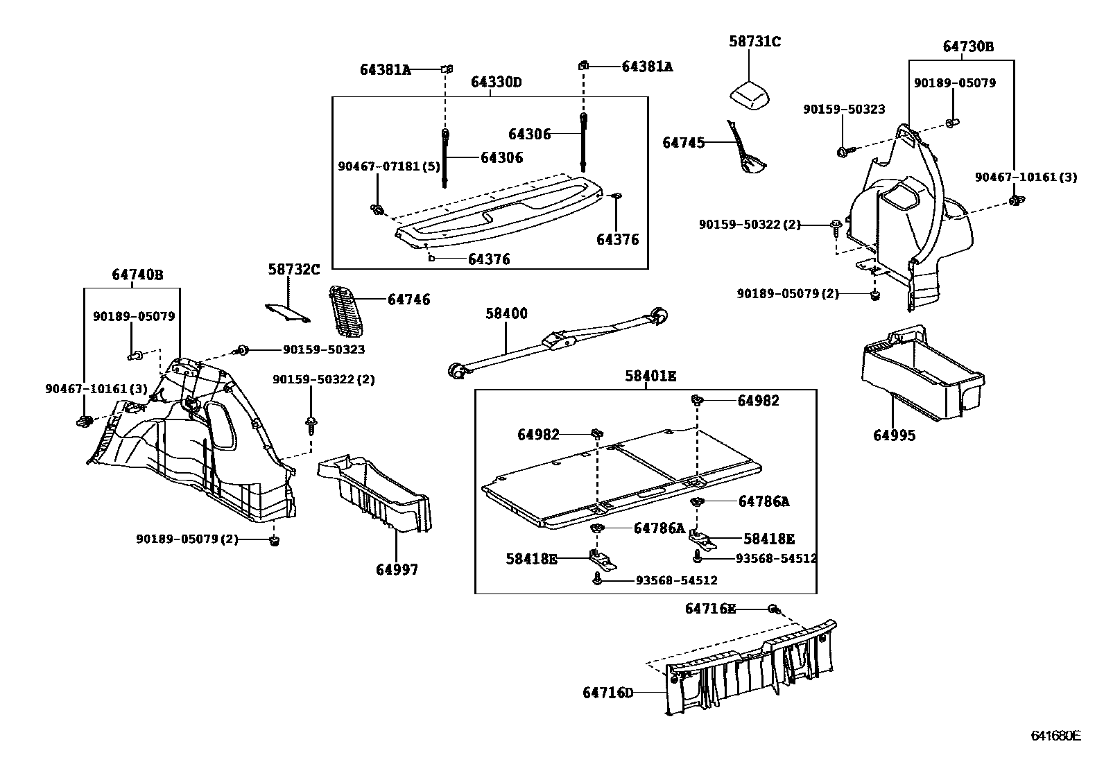 Toyota YARIS 底板和底板装饰罩 EPC diagram — 641680E