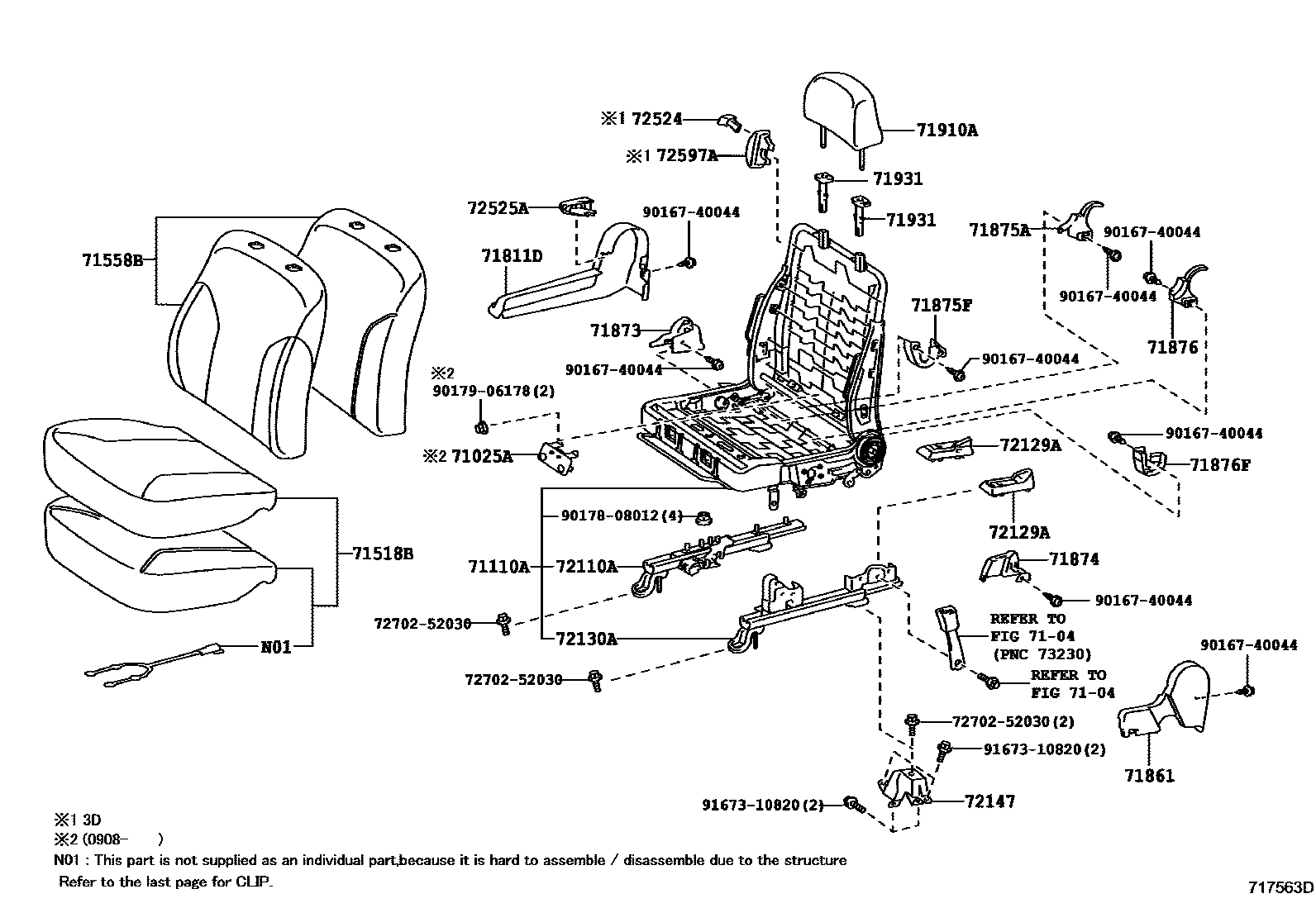 Toyota YARIS 前排座椅和座椅滑轨 EPC diagram — 717563D