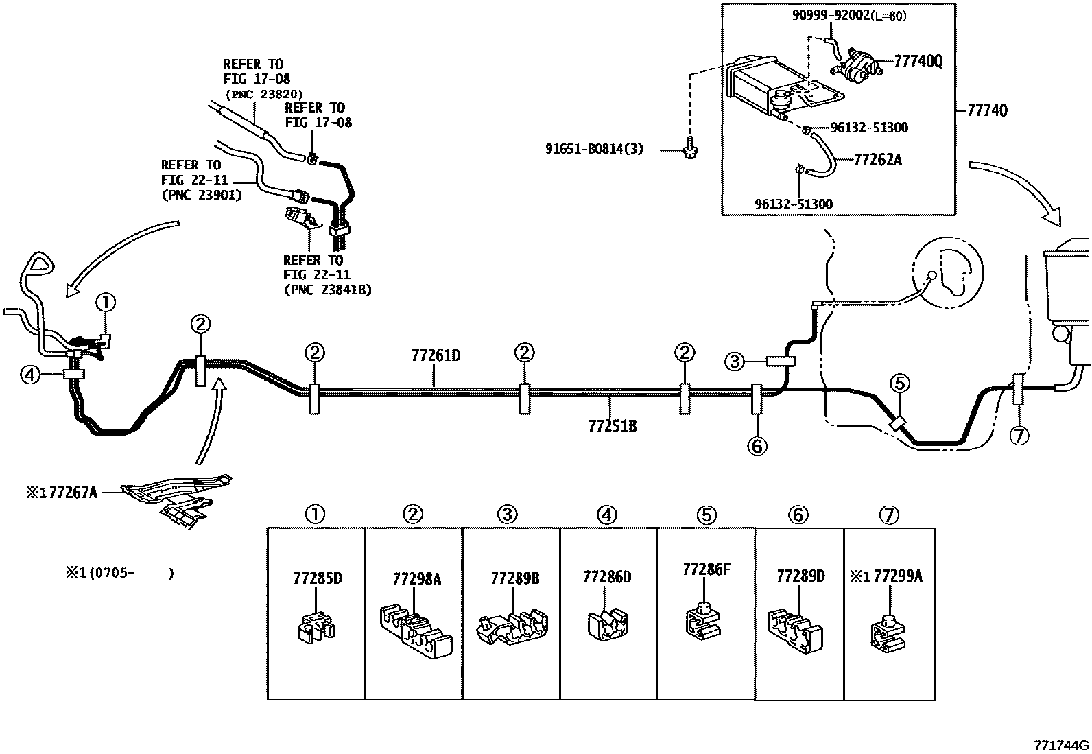 Toyota YARIS 燃油箱和燃油管 EPC diagram — 771744G