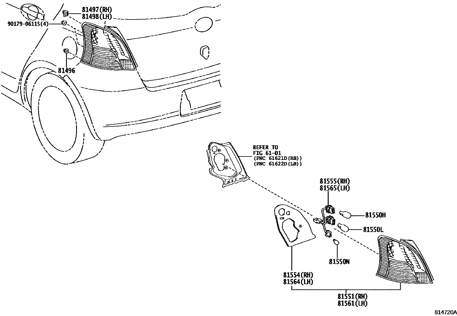 Toyota YARIS 后组合灯 EPC diagram — 814720A
