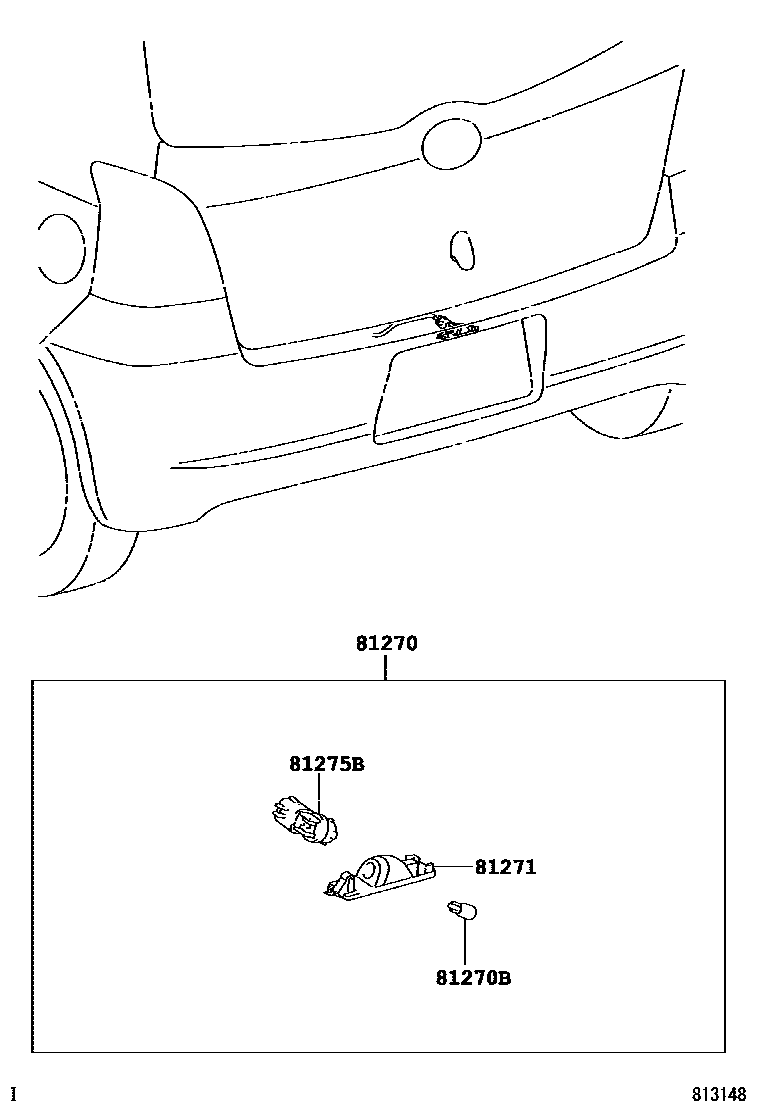Toyota YARIS 后牌照灯 EPC diagram — 813148