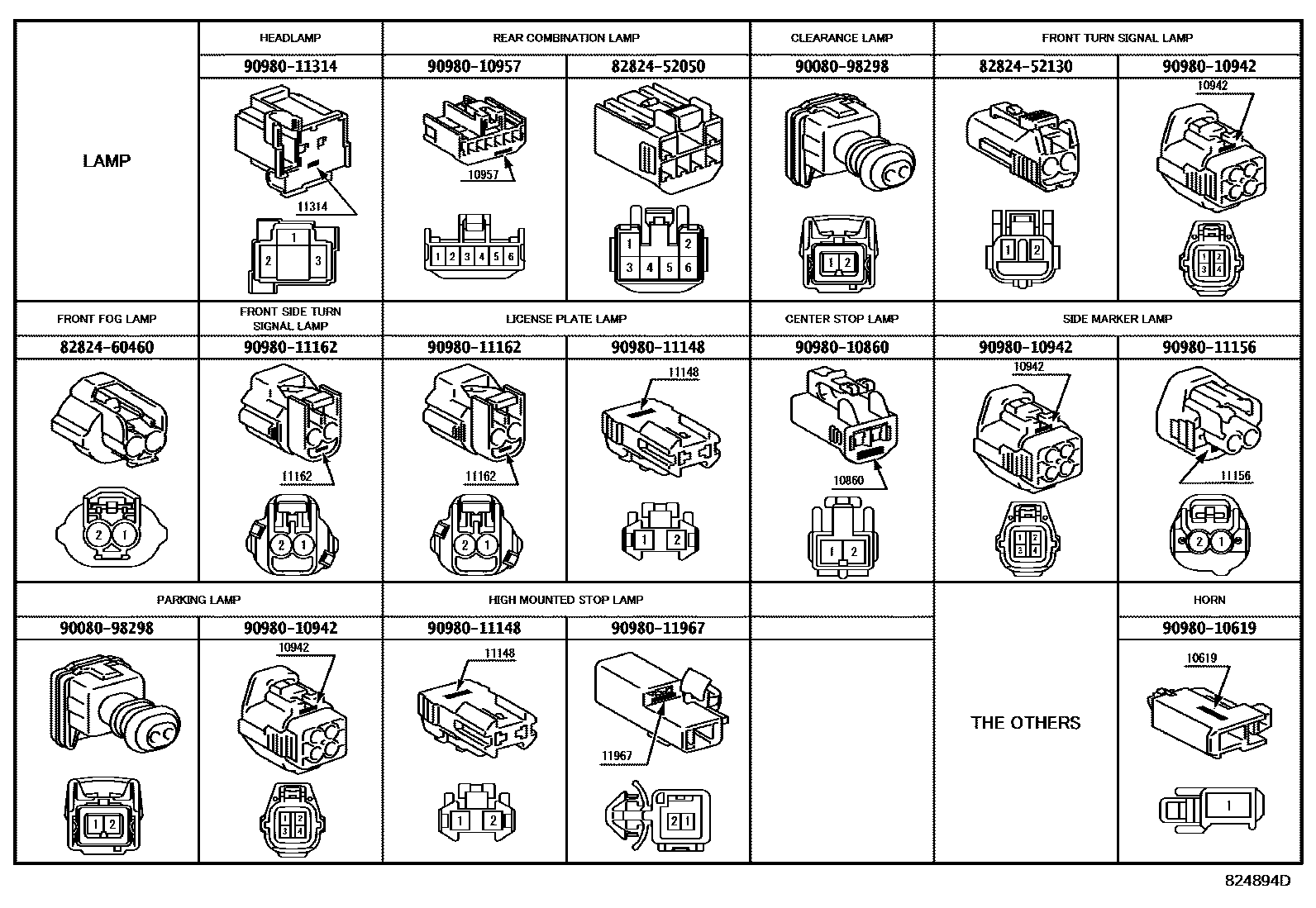 Toyota YARIS 线束和卡夹 EPC diagram — 824894D