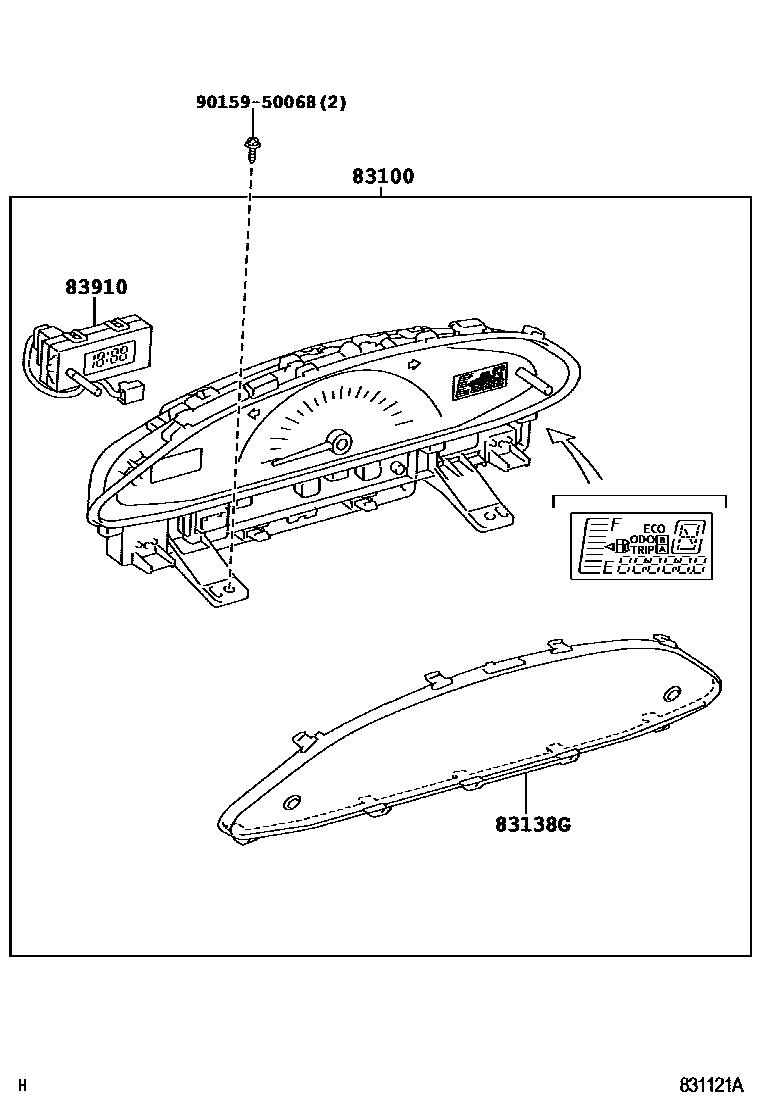 Toyota YARIS 仪表 EPC diagram — 831121A