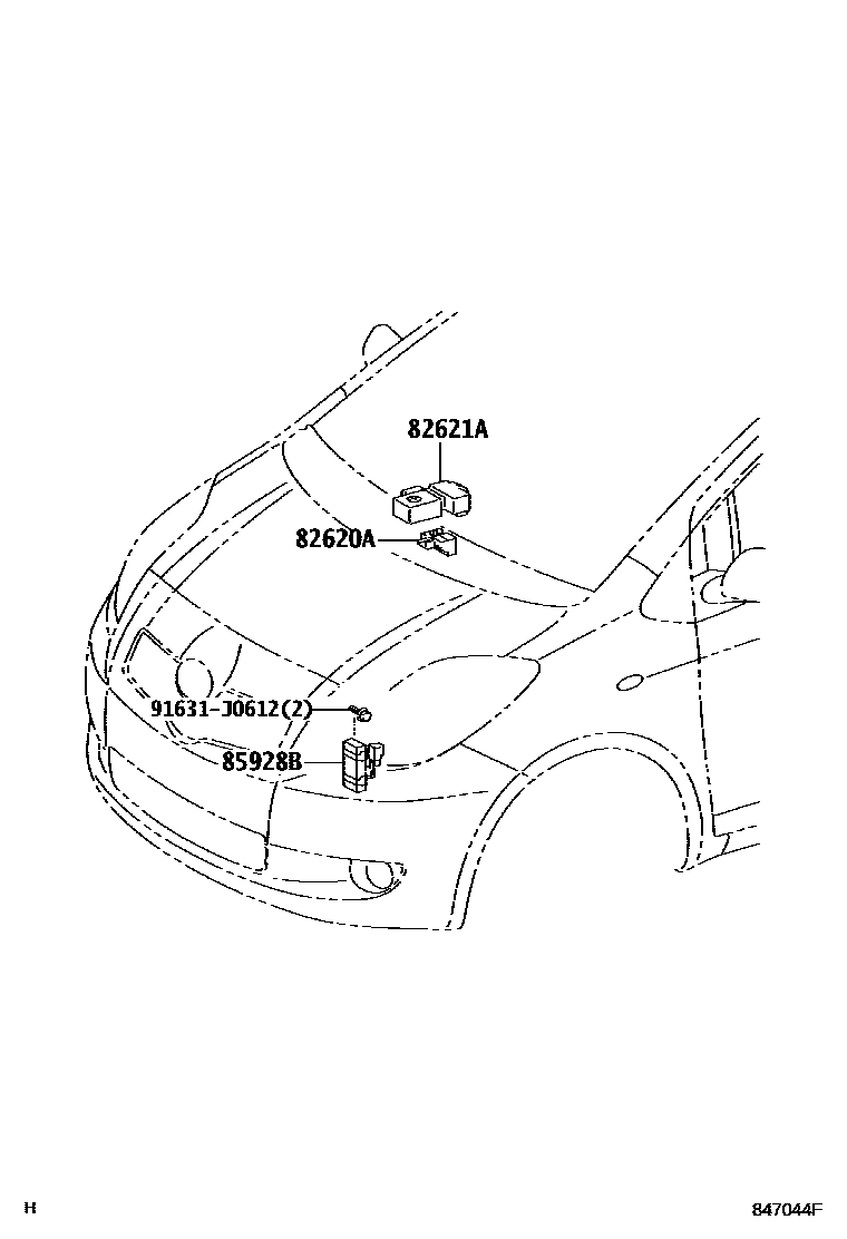 Toyota YARIS 开关和继电器和ECU EPC diagram — 847044F