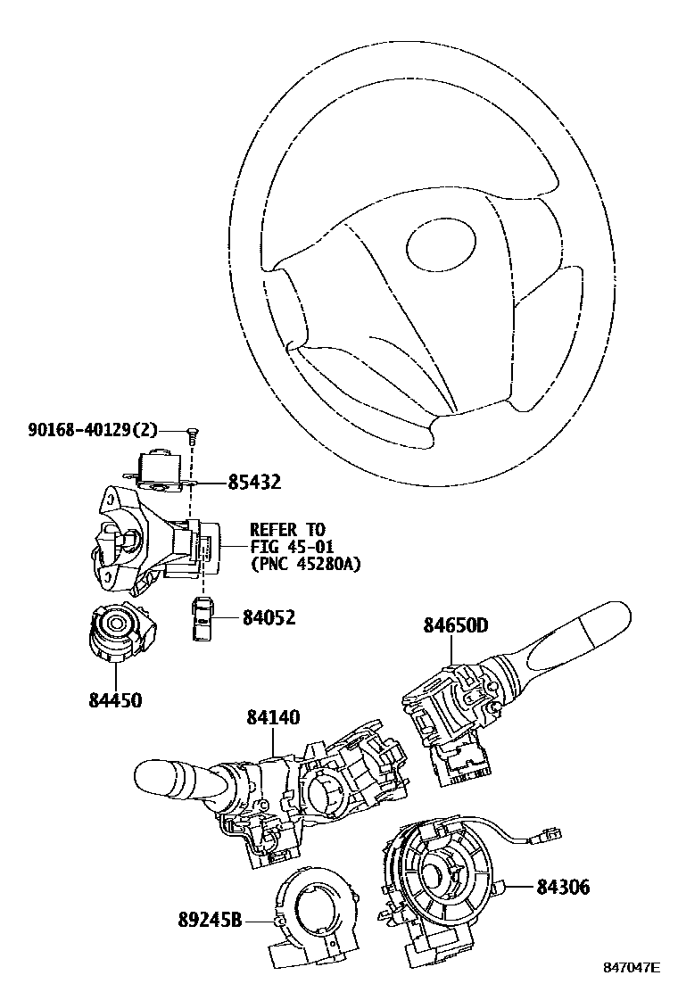 Toyota YARIS 开关和继电器和ECU EPC diagram — 847047E