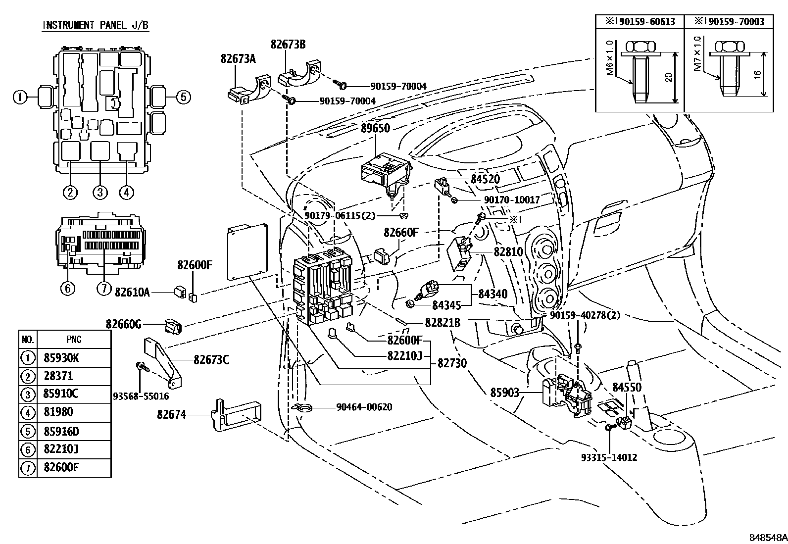 Toyota YARIS 开关和继电器和ECU EPC diagram — 848548A