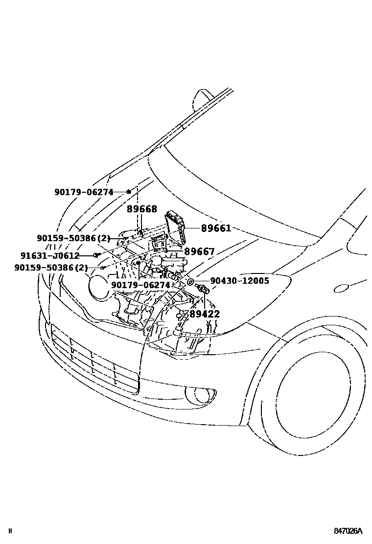 Toyota YARIS 电子燃油喷射系统 EPC diagram — 847026A