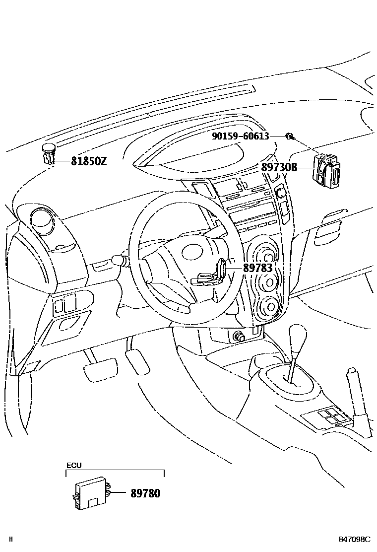 Toyota YARIS 防盗装置 EPC diagram — 847098C