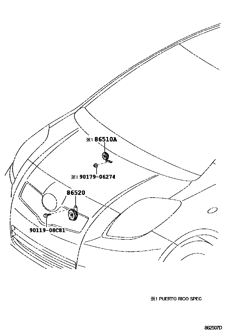 Toyota YARIS 喇叭 EPC diagram — 862507D