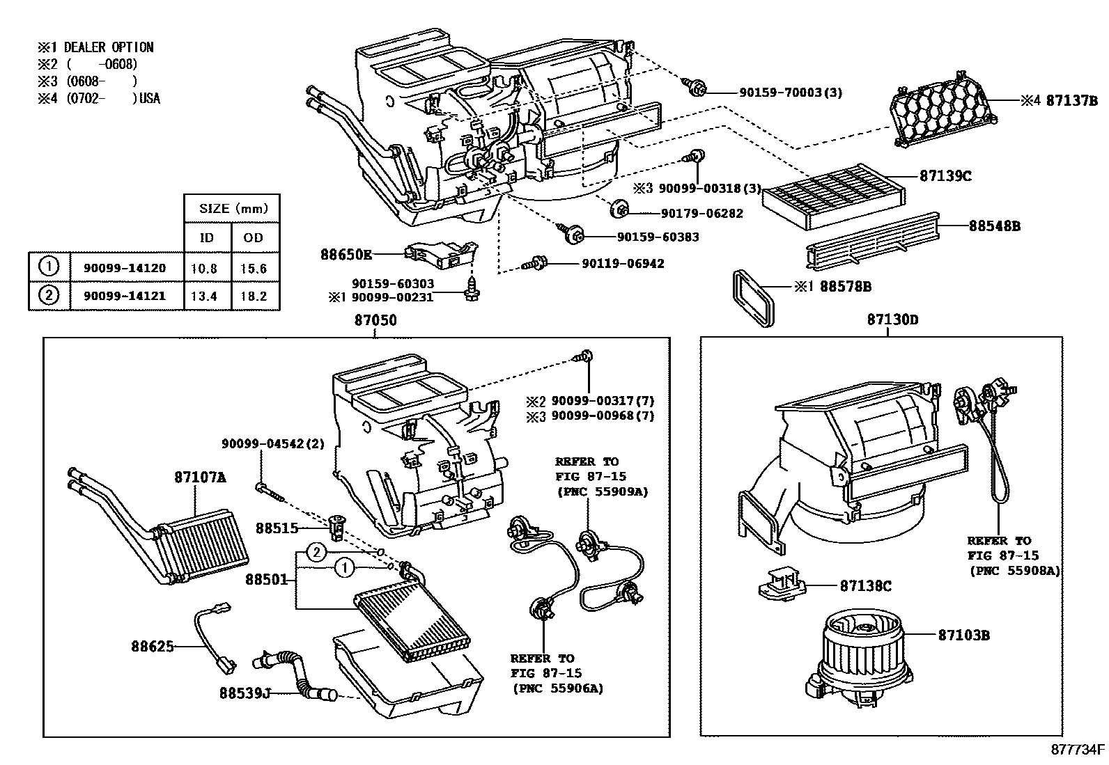 Toyota YARIS 暖风和空调系统 - 冷却器组件 EPC diagram — 877734F