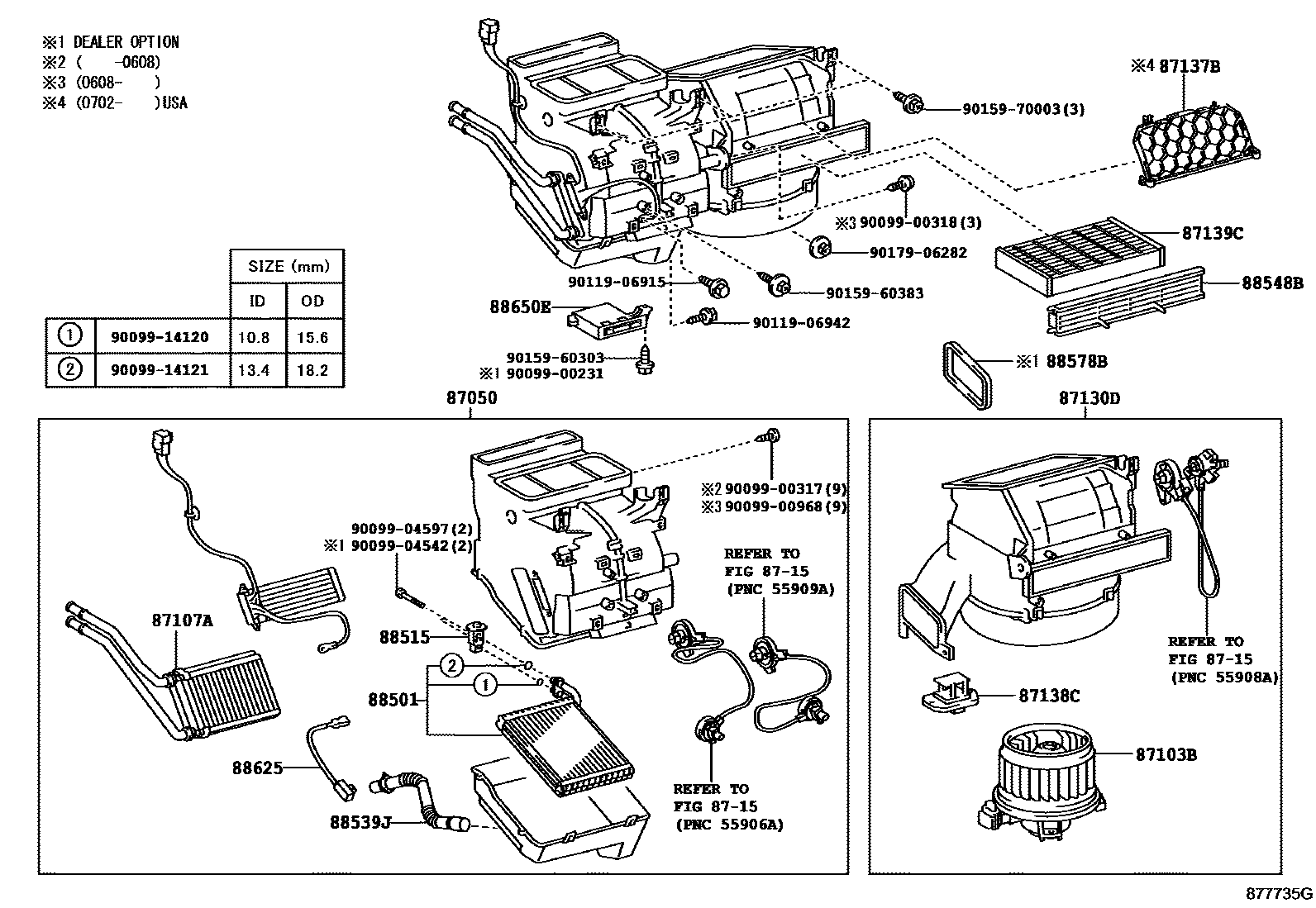 Toyota YARIS 暖风和空调系统 - 冷却器组件 EPC diagram — 877735G