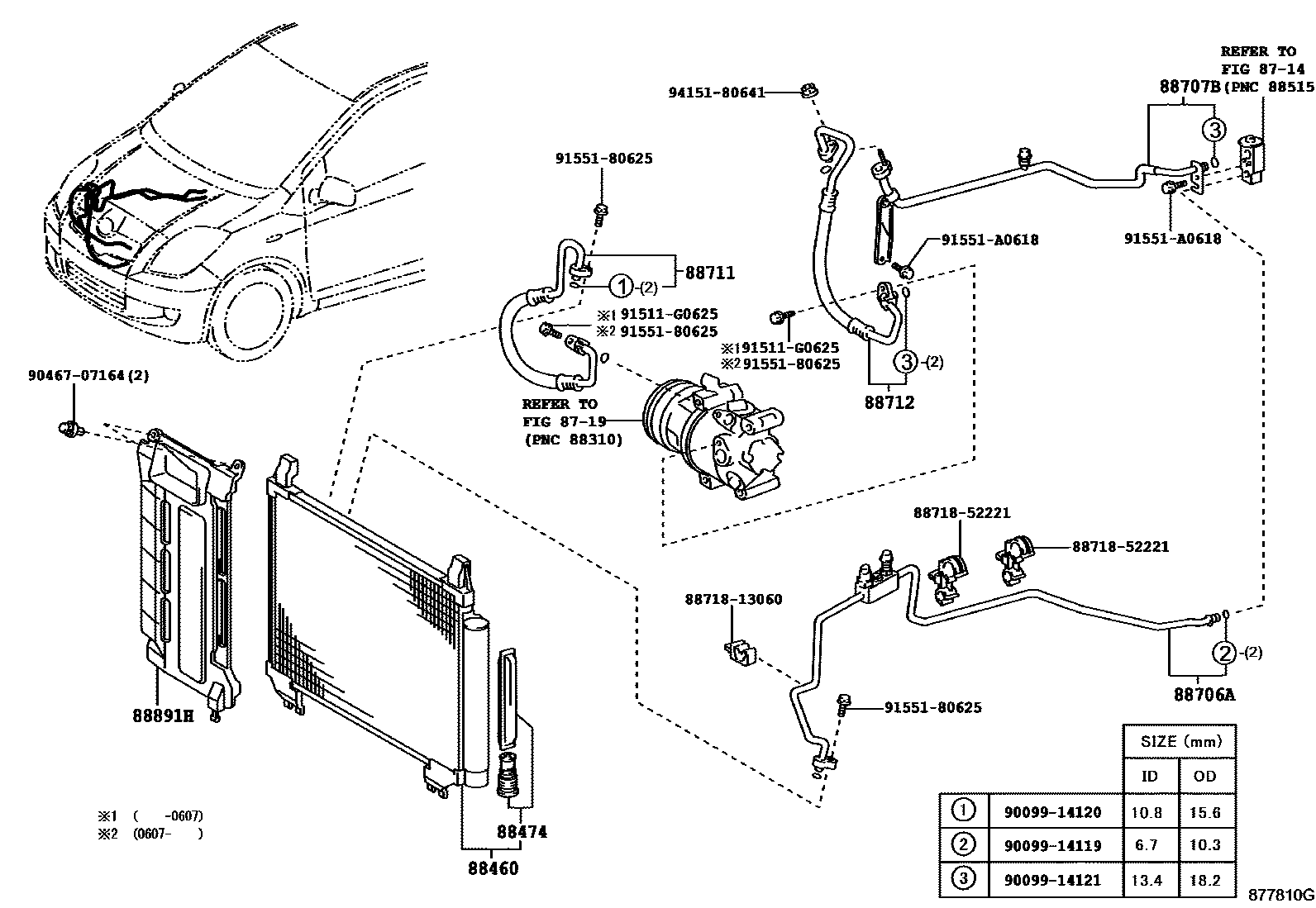 Toyota YARIS Heating & Air Conditioning - Cooler Piping EPC diagram — 877810G