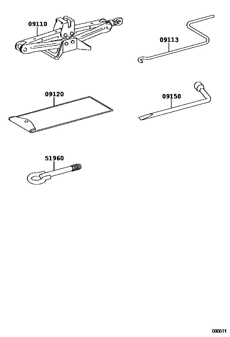 Toyota YARIS Standard Tools EPC diagram — 090611