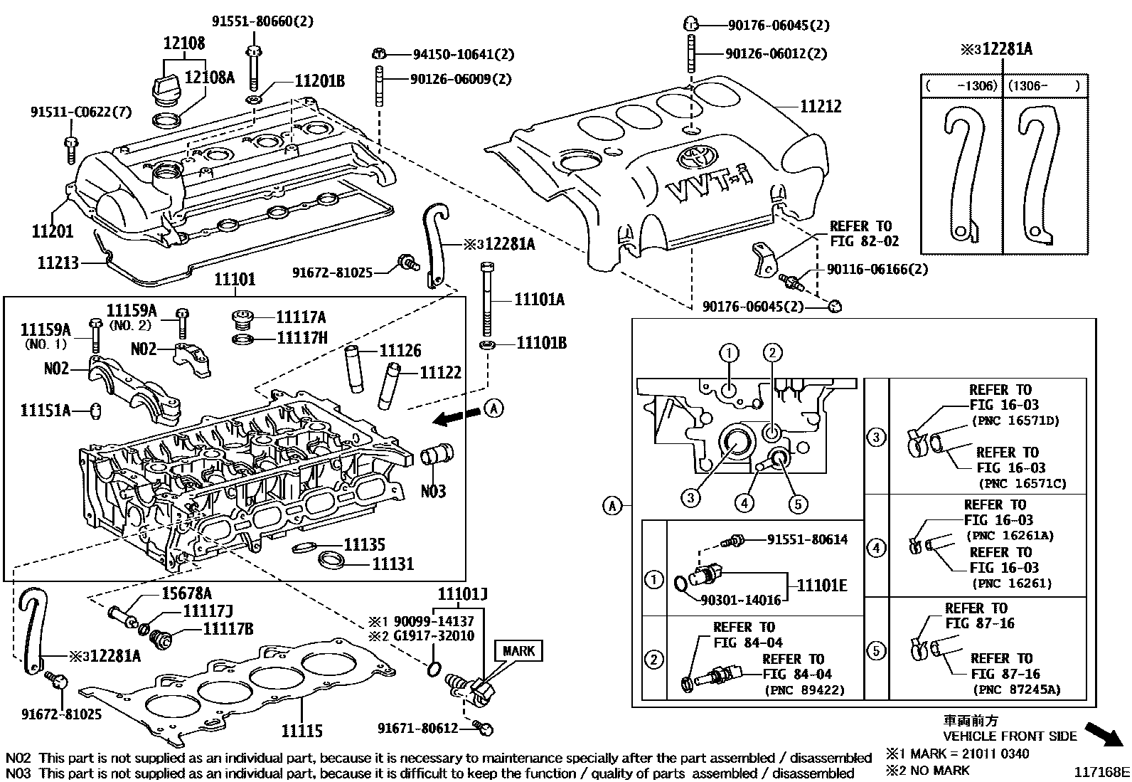 Toyota YARIS Cylinder Head EPC diagram — 117168E