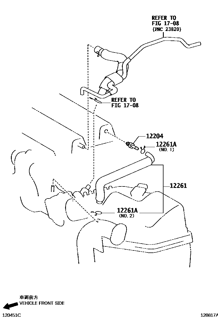 Toyota YARIS Ventilation Hose EPC diagram — 120817A