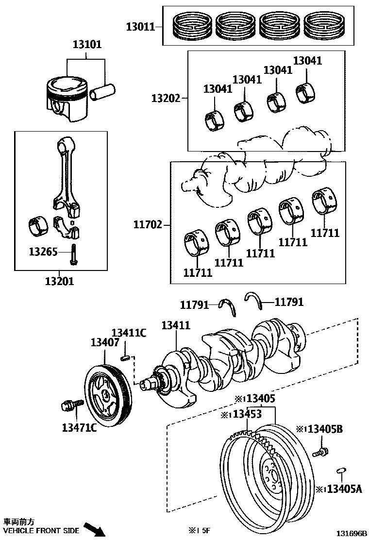 Toyota YARIS Crankshaft & Piston EPC diagram — 131696B