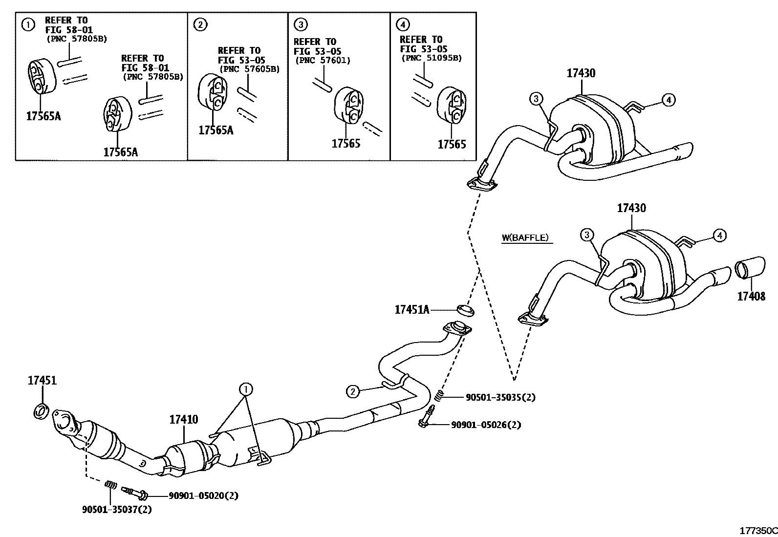 Toyota YARIS Exhaust Pipe EPC diagram — 177350C