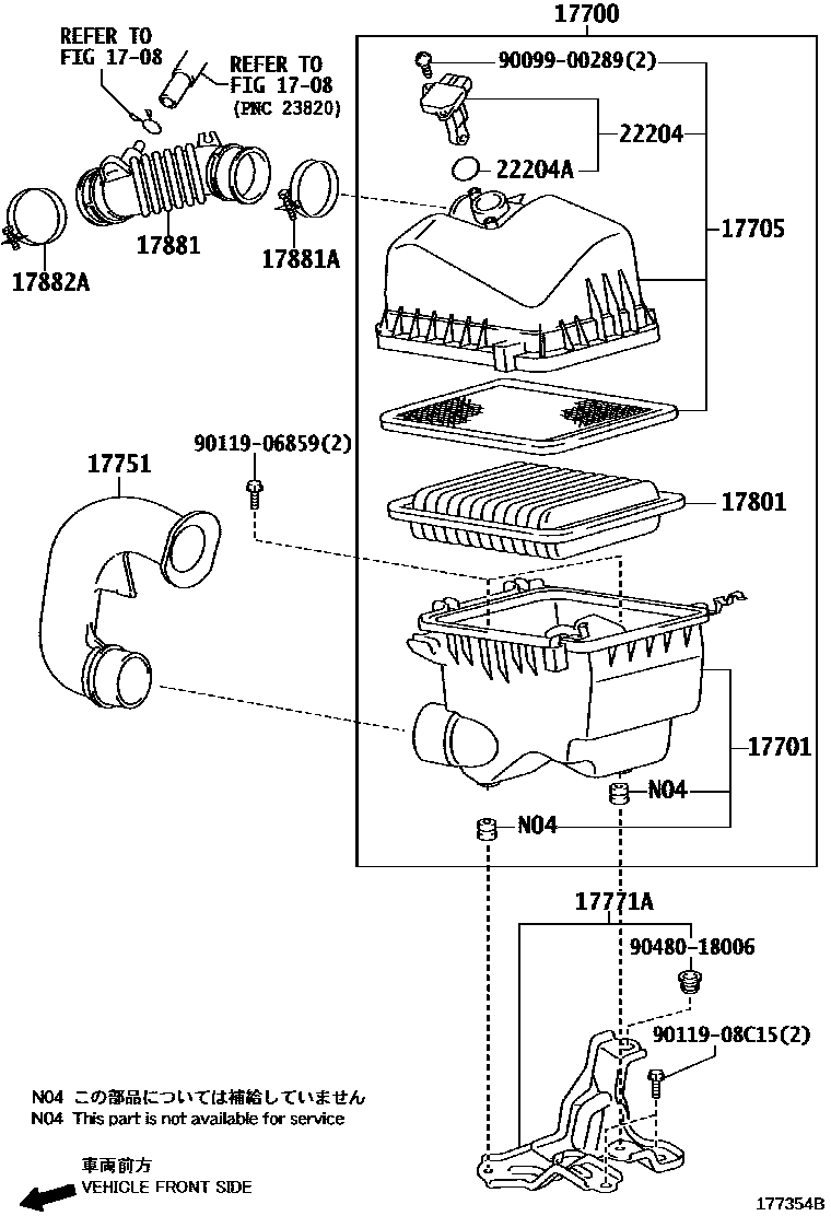 Toyota YARIS Air Cleaner EPC diagram — 177354B