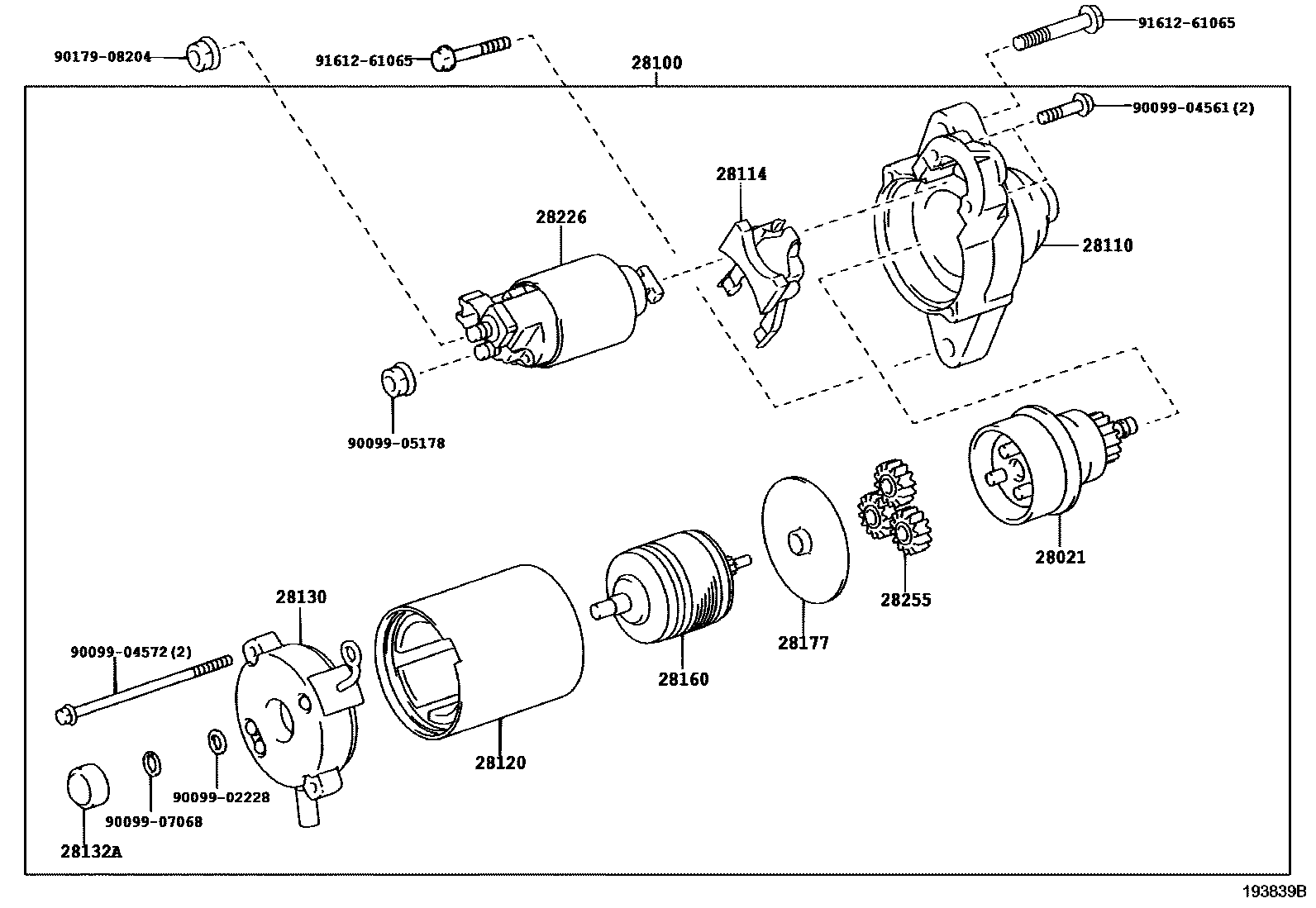 Toyota YARIS 起动机 EPC diagram — 193839B