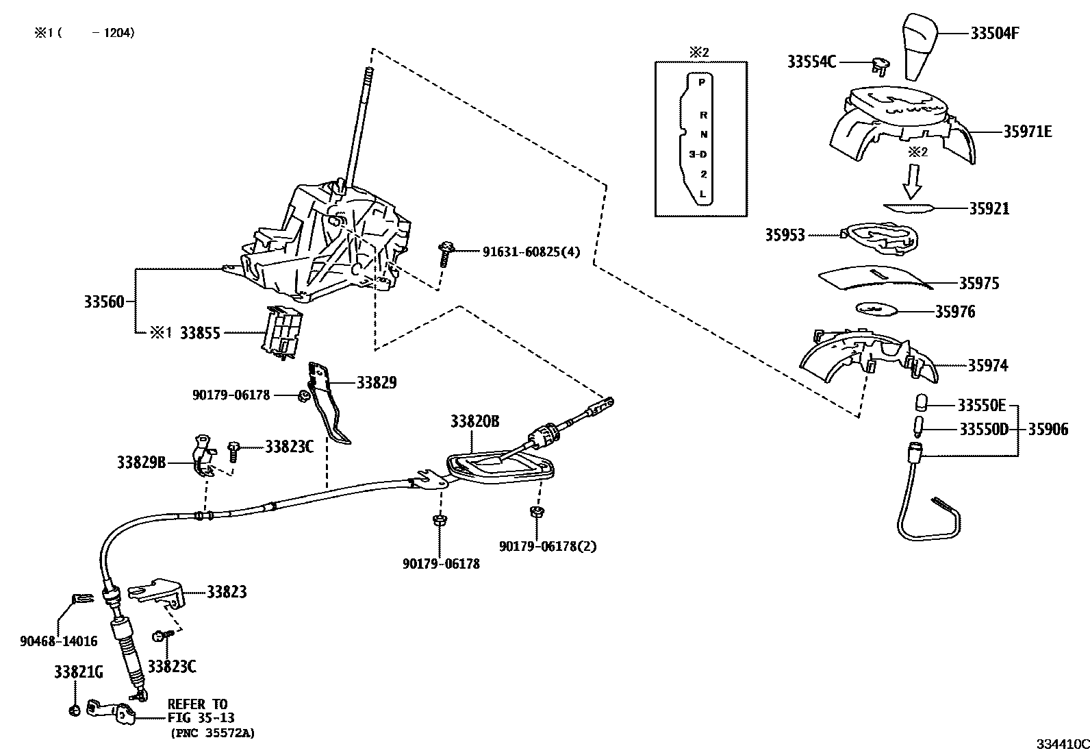 Toyota YARIS Shift Lever & Retainer EPC diagram — 334410C