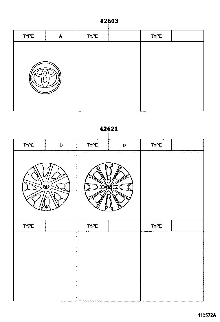Toyota YARIS 车轮和车轮盖 EPC diagram — 413572A