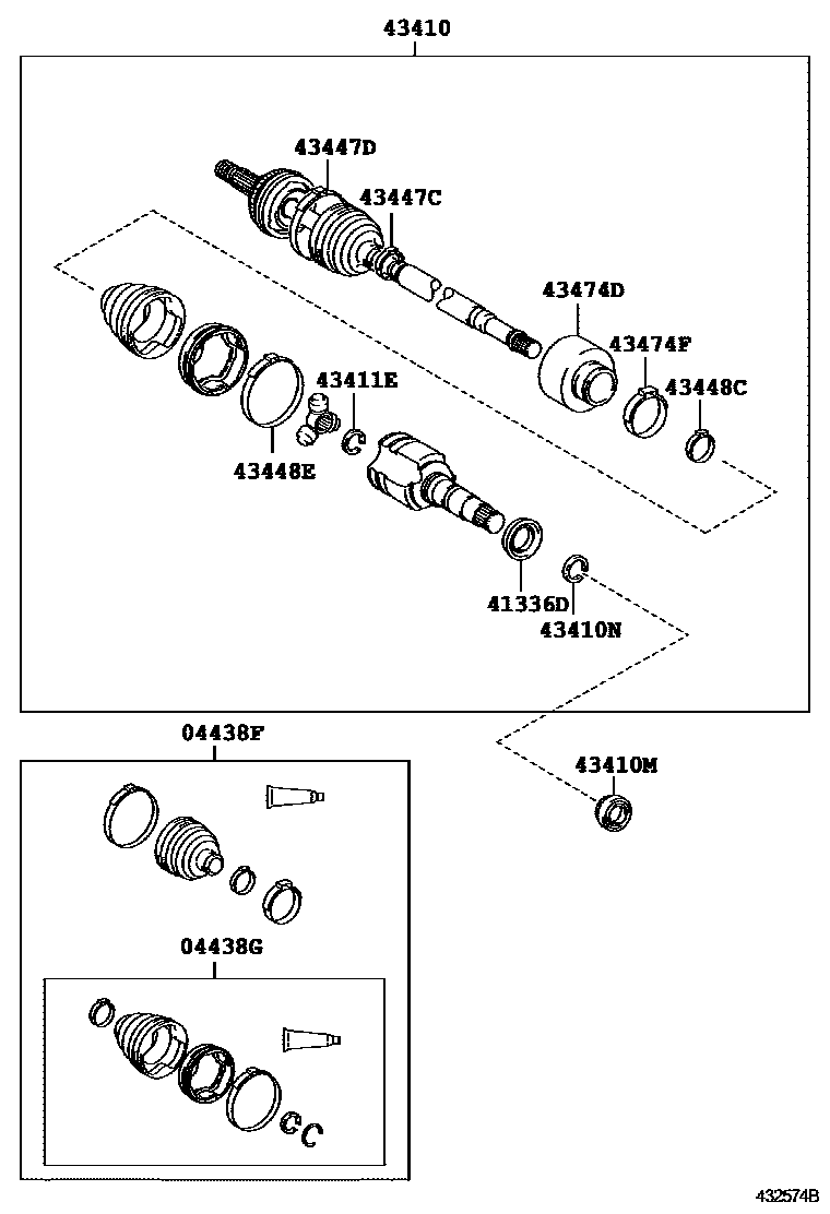 Toyota YARIS Front Drive Shaft EPC diagram — 432574B