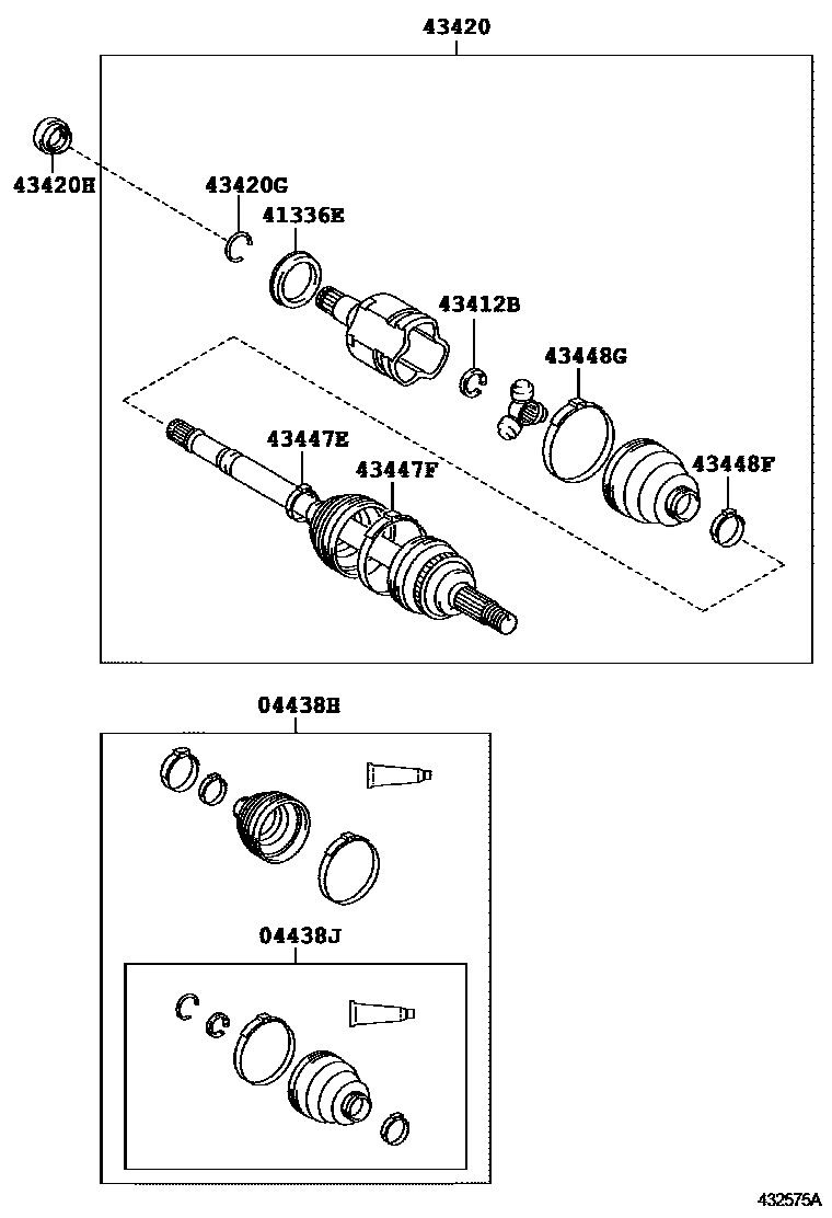 Toyota YARIS Front Drive Shaft EPC diagram — 432575A