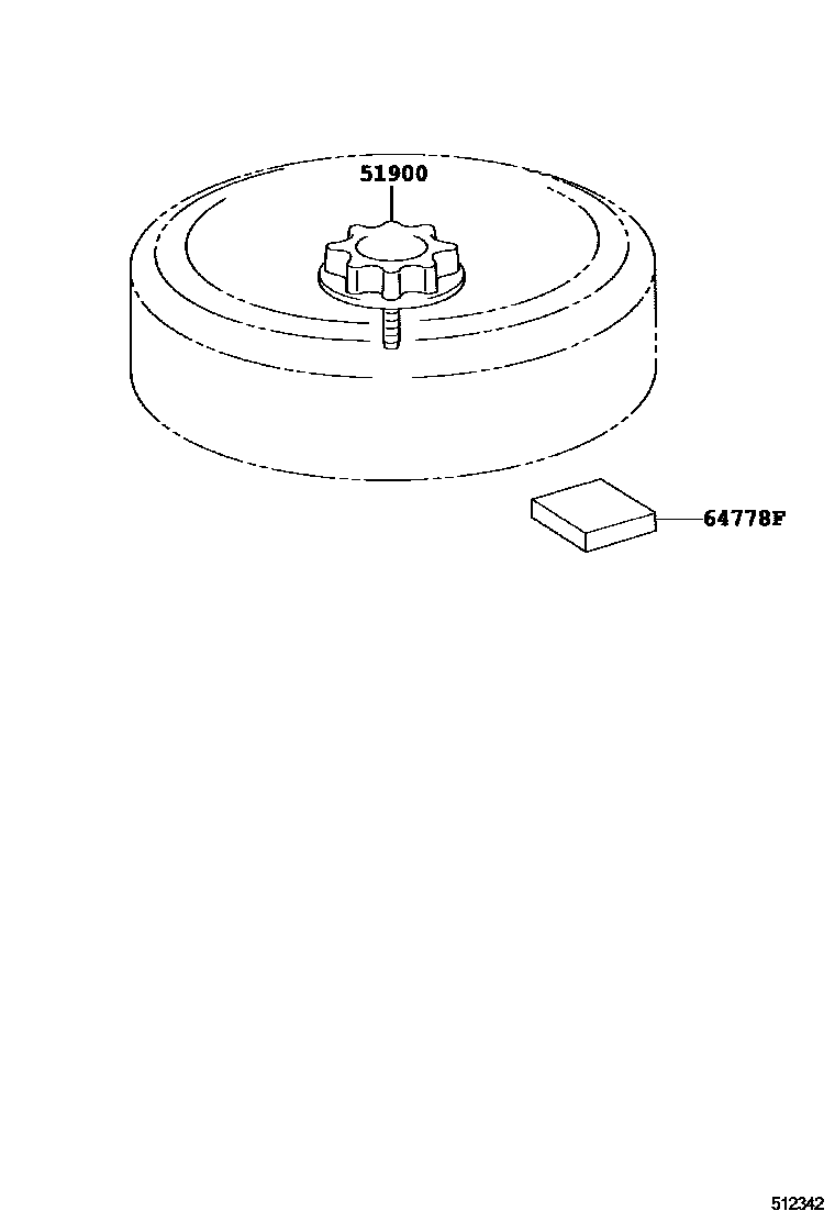 Toyota YARIS Spare tire rack EPC diagram — 512342
