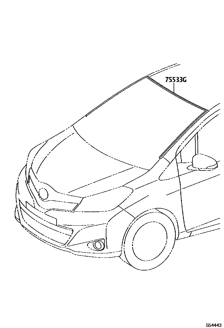 Toyota YARIS 前围板和挡风玻璃 EPC diagram — 554443