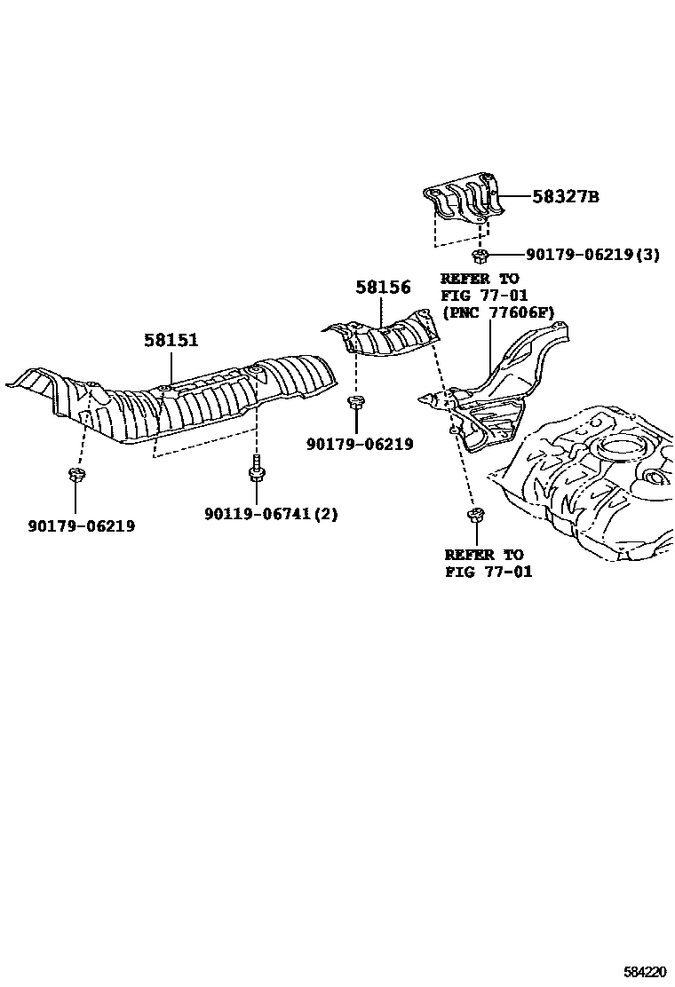 Toyota YARIS 地板隔热垫 EPC diagram — 584220