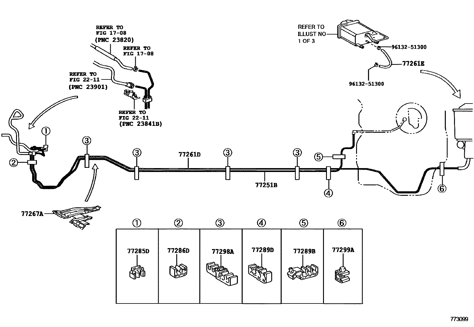 Toyota YARIS 燃油箱和燃油管 EPC diagram — 773099