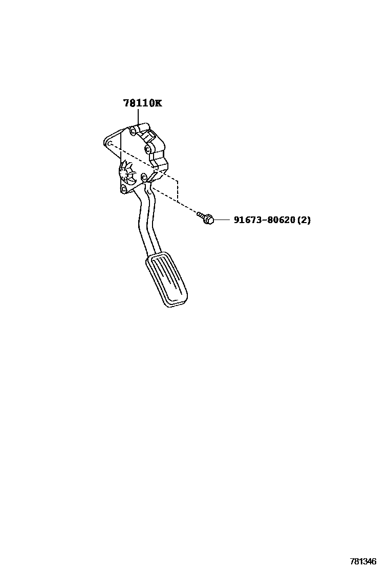 Toyota YARIS accelerator pedal connecting rod EPC diagram — 781346
