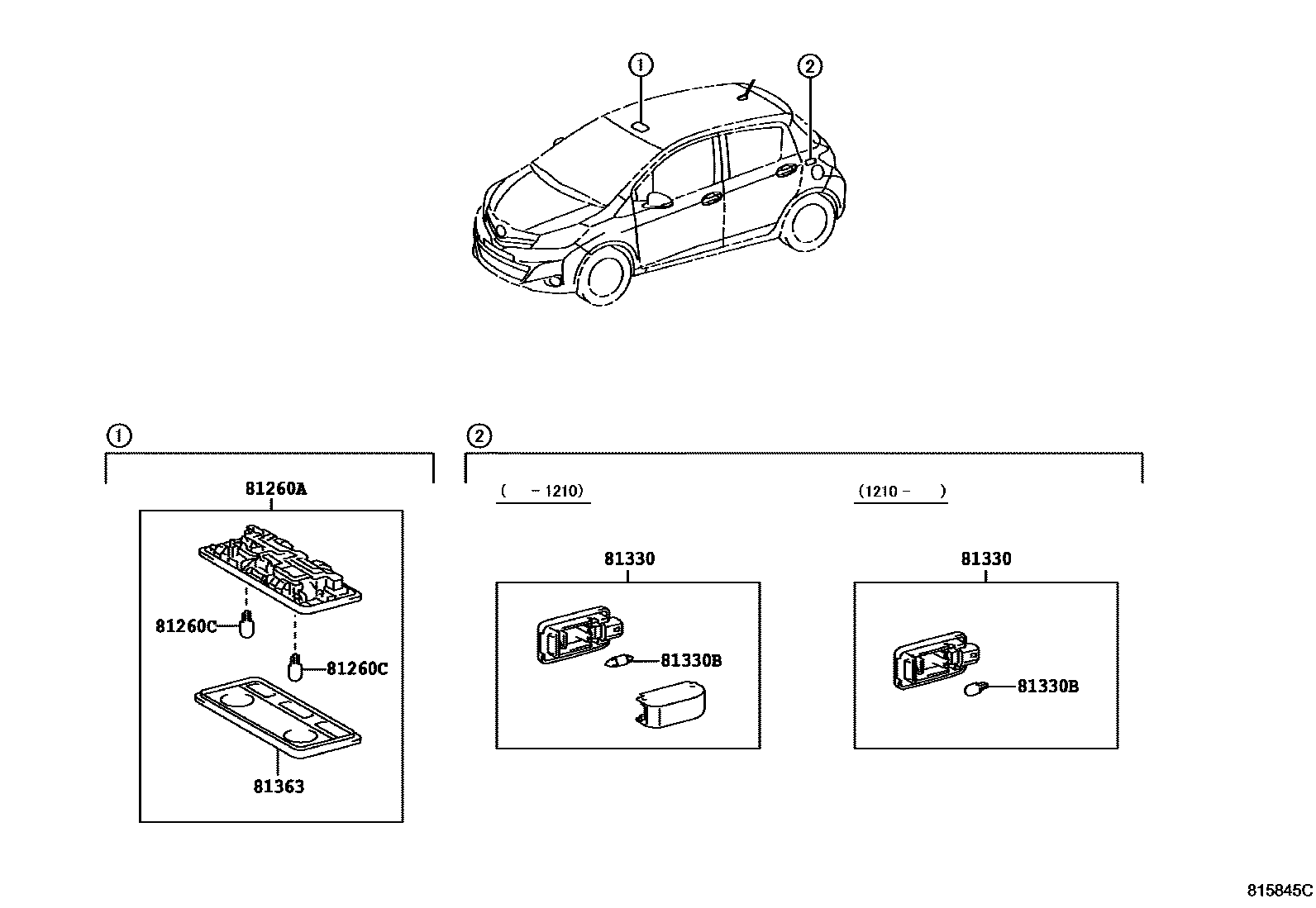Toyota YARIS 车内灯 EPC diagram — 815845C