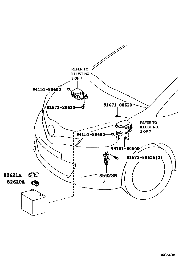 Toyota YARIS 开关和继电器和ECU EPC diagram — 84C549A