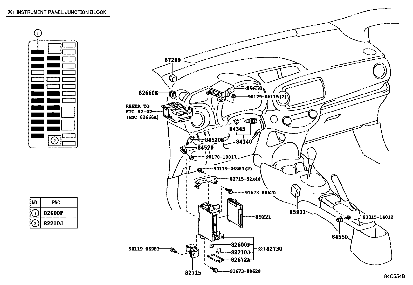 Toyota YARIS 开关和继电器和ECU EPC diagram — 84C554B