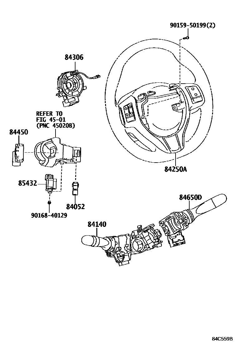 Toyota YARIS 开关和继电器和ECU EPC diagram — 84C559B